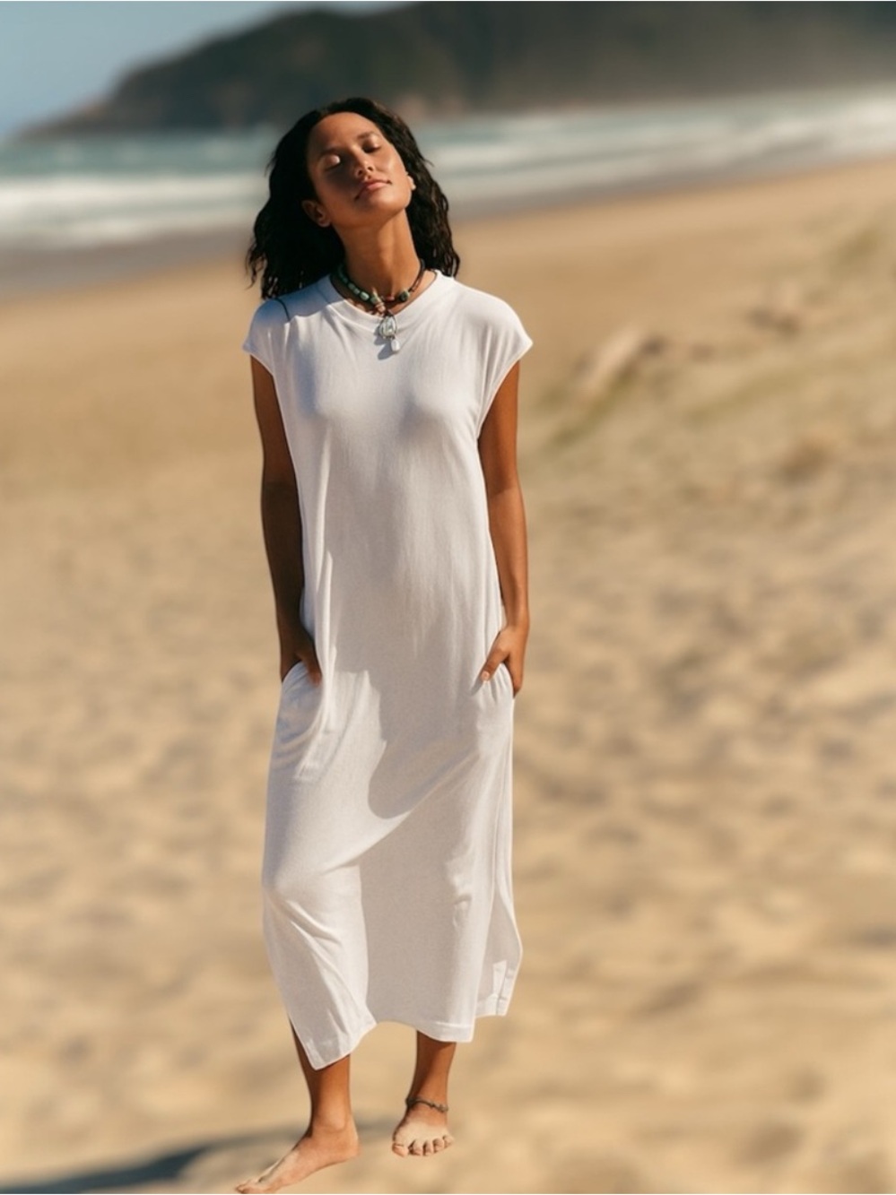 Free People White Maxi Swim Cover-Up Dress